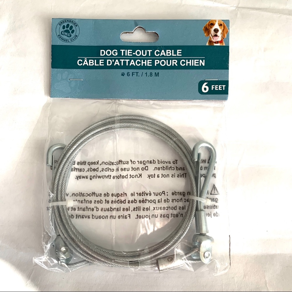 Greenbrier Kennel Club Dog Tie-Out‎ Cable (Silver)